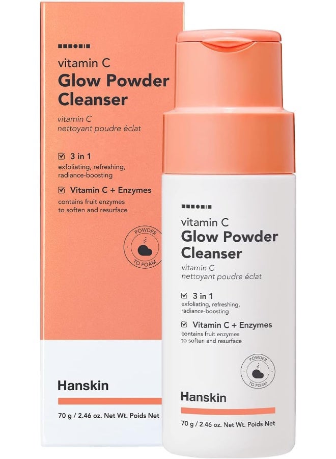 Hanskin Vitamin C Glow Powder Cleanser, 3 In 1 Exfoliating, Refreshing, Radiance-Boosting, 70G
