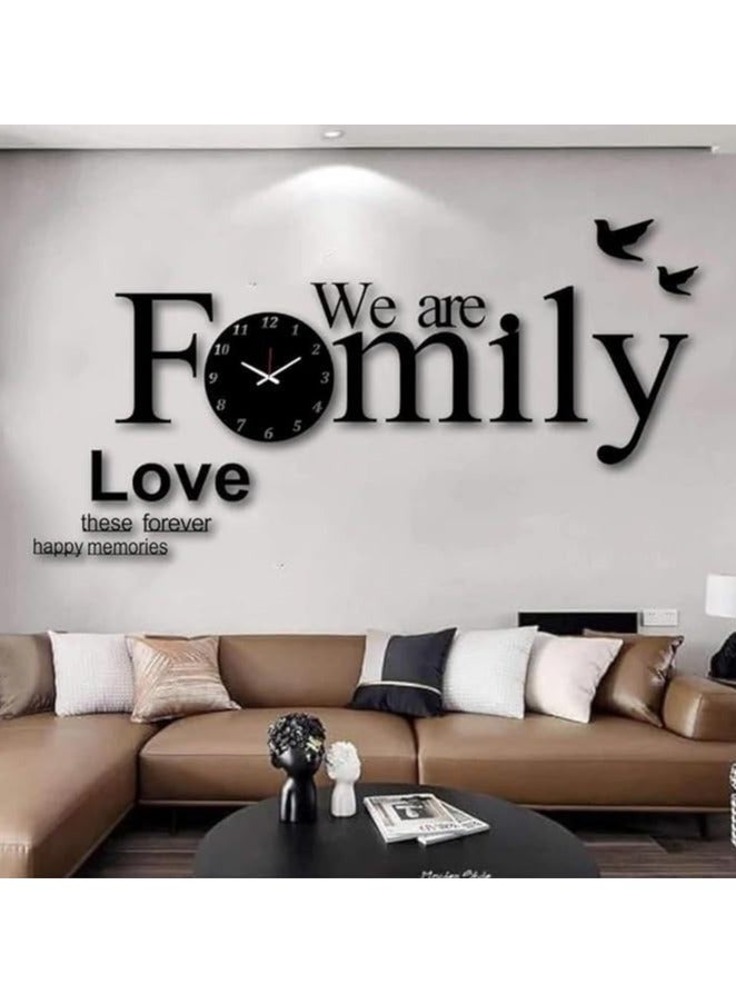 Family Clock Wall Clock Acrylic 3D DIY Wall Clocks for Rooms Home Décor Living Room And Offices