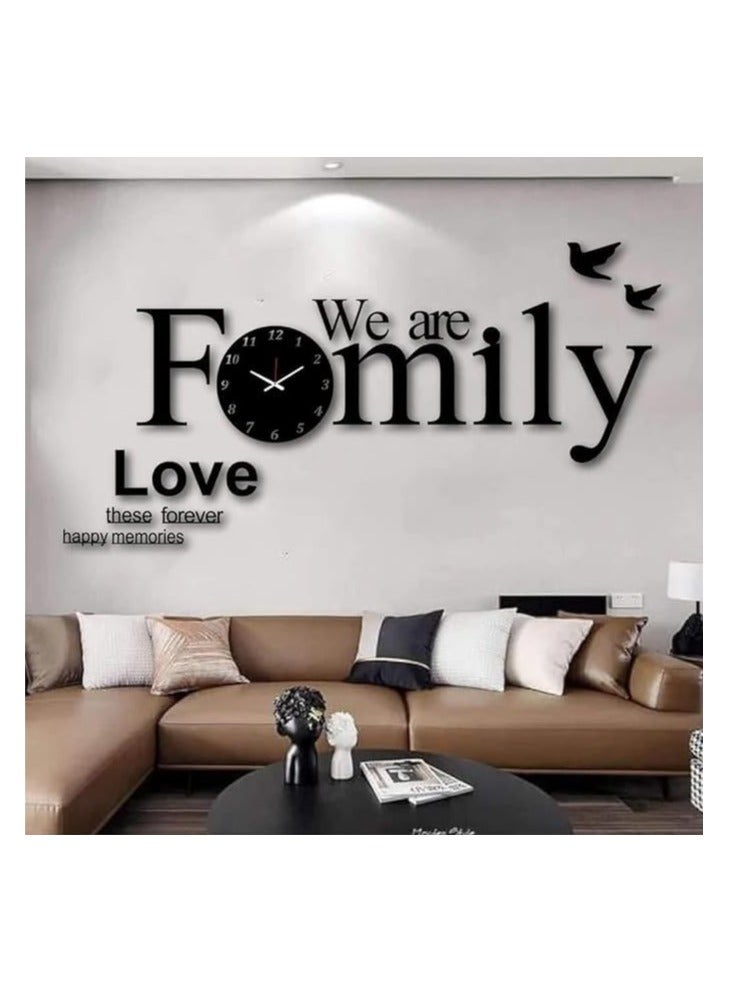 Creative 3D Large We Are Family Wall Clock Acrylic Living Room Photo Frame Watch Modern Wall Decor Silent Home Decor