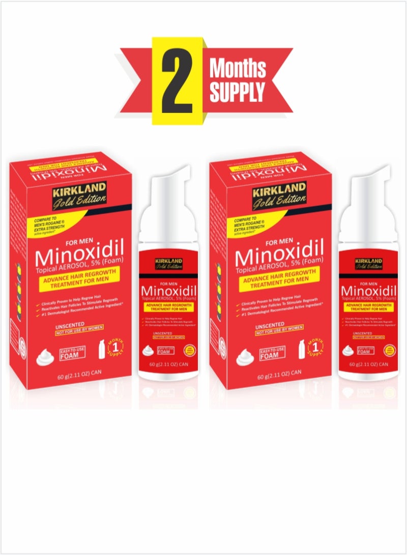 Minoxidil Gold Edition Foam - Premium Solution for Hair Loss and Healthy Growth - 2pcs