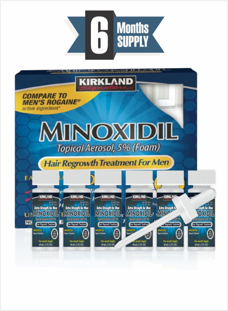 Minoxidil Hair Growth Solution USP 5%: Proven Solution for Men Pack of 6