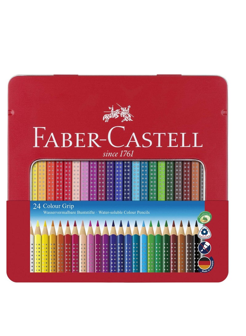 Faber-Castell Colour Grip colour pencil Metal tin 24 colours, Made in Germany