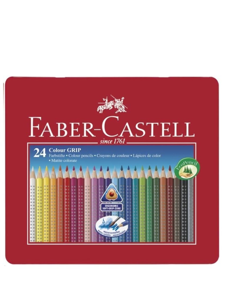 Faber-Castell Colour Grip colour pencil Metal tin 24 colours, Made in Germany