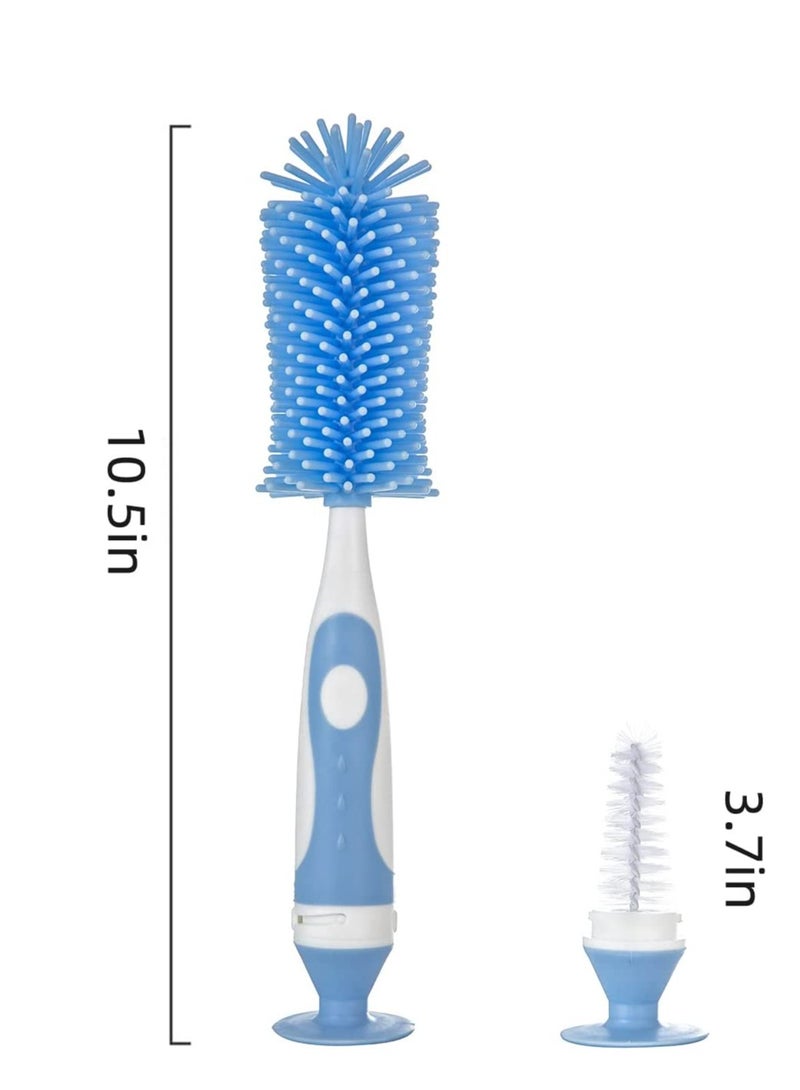 Baby Bottle Silicone Cleaning Brush, Bottle Brush with Long Handle, Bottle Brush Cleaner Set, Multifunctional Cleaning Brush with Suction Cup Stand, for Water Bottles, Glasswares, Mugs, Baby Bottle 2P