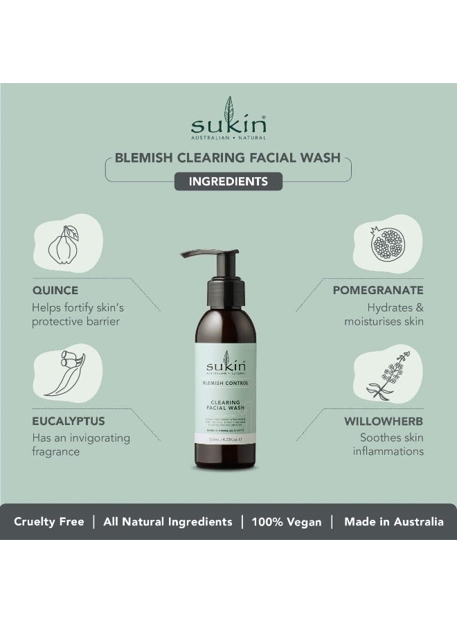 Sukin Blemish Control Clearing Facial Wash, Pomegranate & Willow