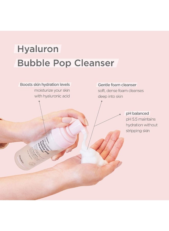 Hanskin Hyaluron Bubble Pop Cleanser, 5-In-1 Cleansing & Moisturizing, Glow Boosting Formula, 150Ml