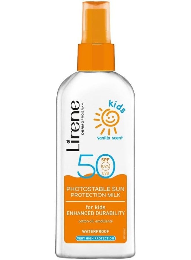 Lirene Kids Sun Protection Milk, Vanilla Scent, Spf 50, Waterproof