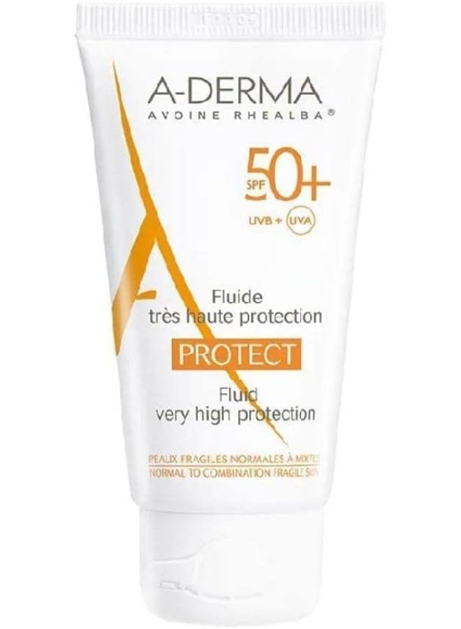 A-Derma Avoine Rhealba Spf 50+ Dry-Touch Fluid, High Protection For Sensitive Skin, 50Ml