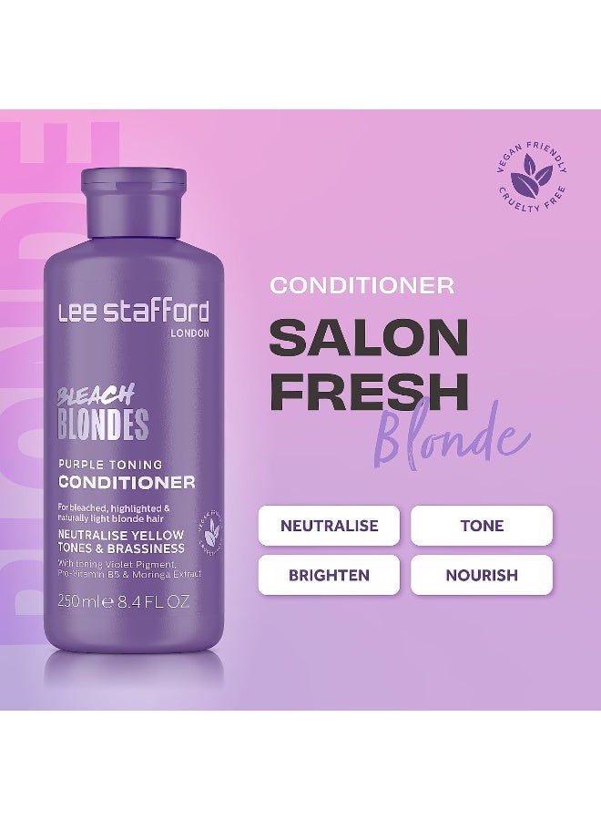 Lee Stafford Bleach Blondes Purple Toning Conditioner, Neutralise Yellow Tones & Brassiness