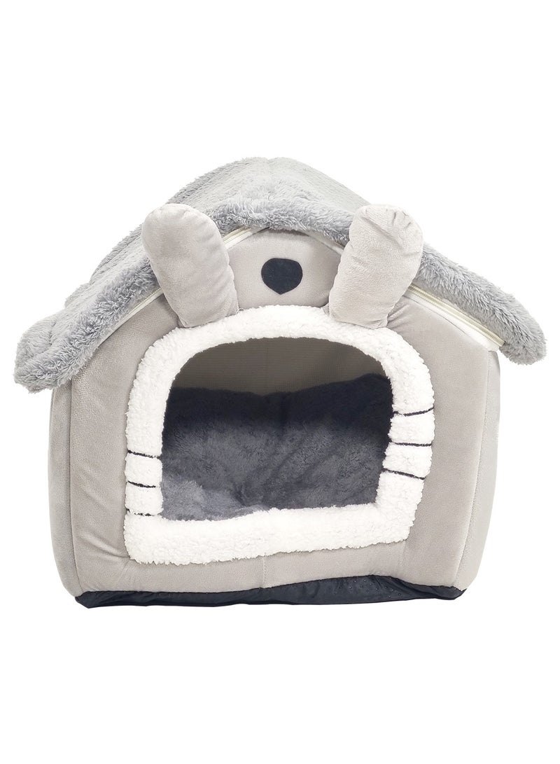 Pet Bed with Zipper, Double-Sided Cushion, Non-Slip Bottom, Comfortable Washable Plush Cat Bed, Suitable for Small Medium Pets, Machine Washable 48cm (Grey)