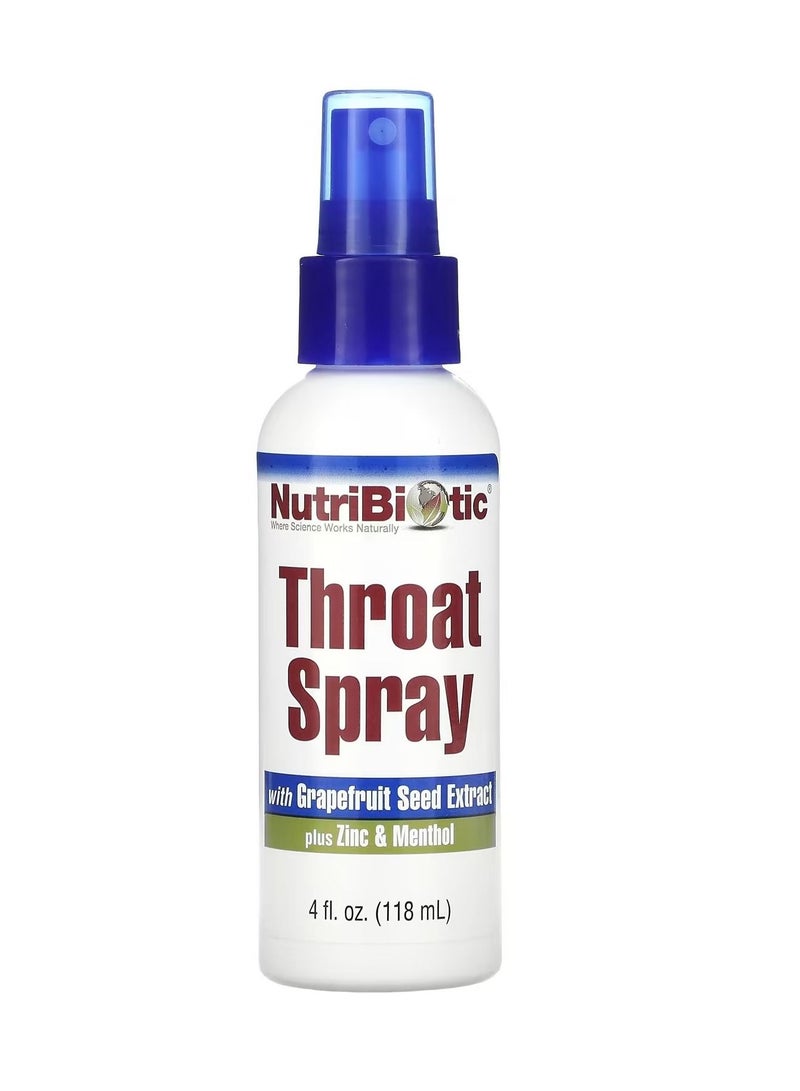 NutriBiotic  Throat Spray with Grapefruit Seed Extract plus Zinc & Menthol  4 fl oz (118 ml)