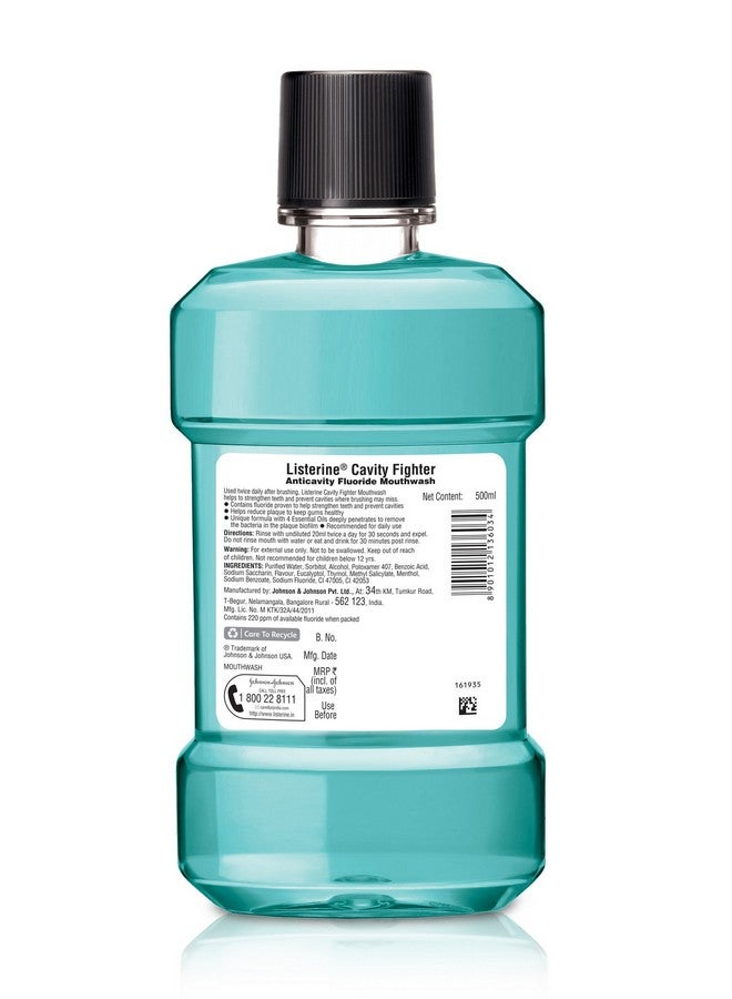 Cavity Fighter Mouthwash Liquid Removes 99.9% Germs Prevents Cavities 500Ml (Pack Of 1)