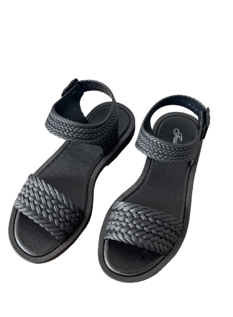 Black Braided Strap Fashion Sandals 36-37