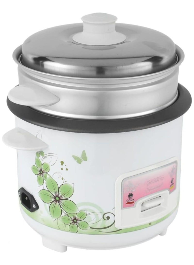 Automatic Rice Cooker 1 Liter Capacity  3 in 1 Functions Cook Steam and Keep Warm  Aluminum Non-Stick Inner Pot  Rice Spoon and Measuring Cup 400 W