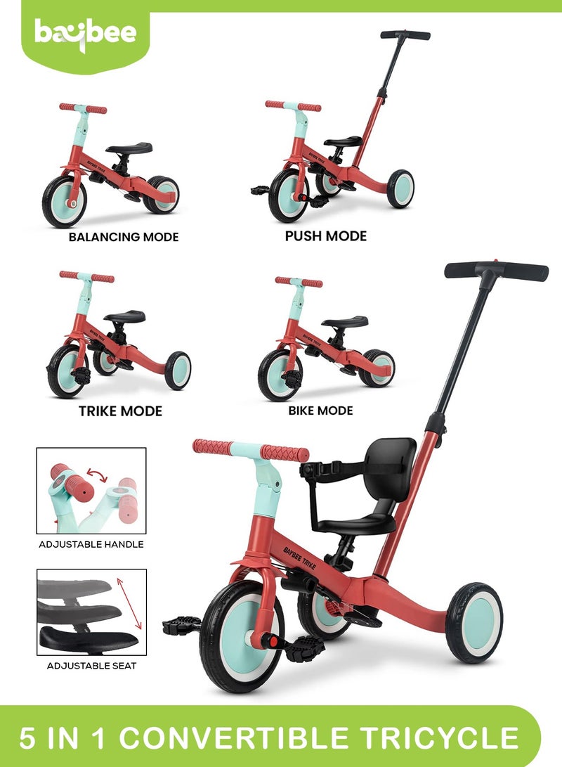 5 In 1 Kids Cycle Tricycle For Kids Smart Baby Tricycle Cycle With Eva Wheels Parental Adjustable Push Handle Seat Pedal And Safety Belt Tricycle Cycle For Kids 1 To 3 Years Boys Girls Pink