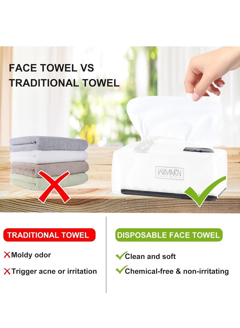 Face Clean Towels, 100% Cotton Extra Thick Disposable Towel, Lint- free Facial Tissue for Sensitive Skin Cleansing, Skincare and Makeup Remover, Dry Wipes 6 Pack