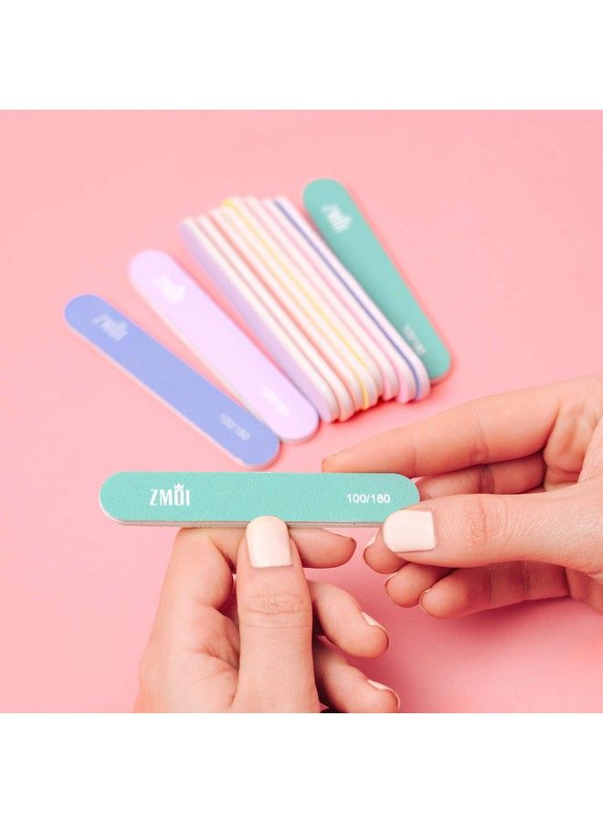 Professional Mini Nail File 12 Stylish Practical Fingernail File Pack For Natural And Acrylic Nails 100180 Emery Boards (Macaroon Color)