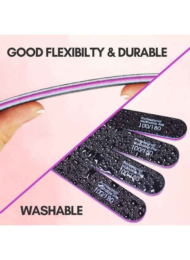 Nail File 100 180 Grit Emery Boards For Nails 10Pcs Nail Files Professional Washable Doubled Sides Nail File Kit For Manicure Pedicure Natural Acrylic Nails Coarse Nail File For Diy Salon Use