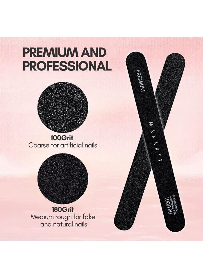 Nail File 100 180 Grit Emery Boards For Nails 10Pcs Nail Files Professional Washable Doubled Sides Nail File Kit For Manicure Pedicure Natural Acrylic Nails Coarse Nail File For Diy Salon Use