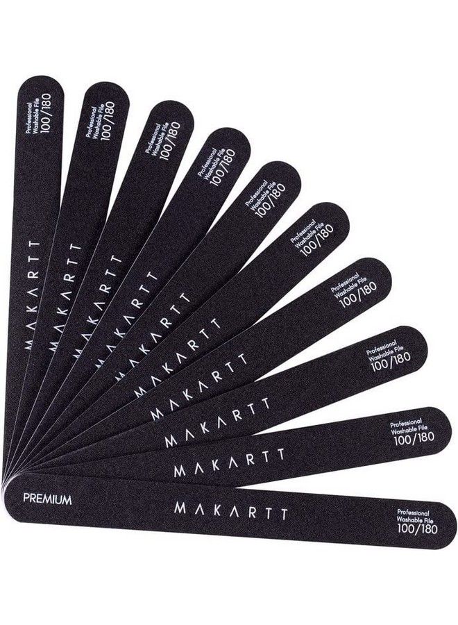 Nail File 100 180 Grit Emery Boards For Nails 10Pcs Nail Files Professional Washable Doubled Sides Nail File Kit For Manicure Pedicure Natural Acrylic Nails Coarse Nail File For Diy Salon Use