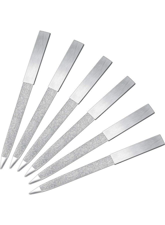 6 Pieces Diamond Nail File Stainless Steel Double Side Nail File Metal File Buffer Fingernails Toenails Manicure Files For Salon And Home (Sliver 5 Inch)