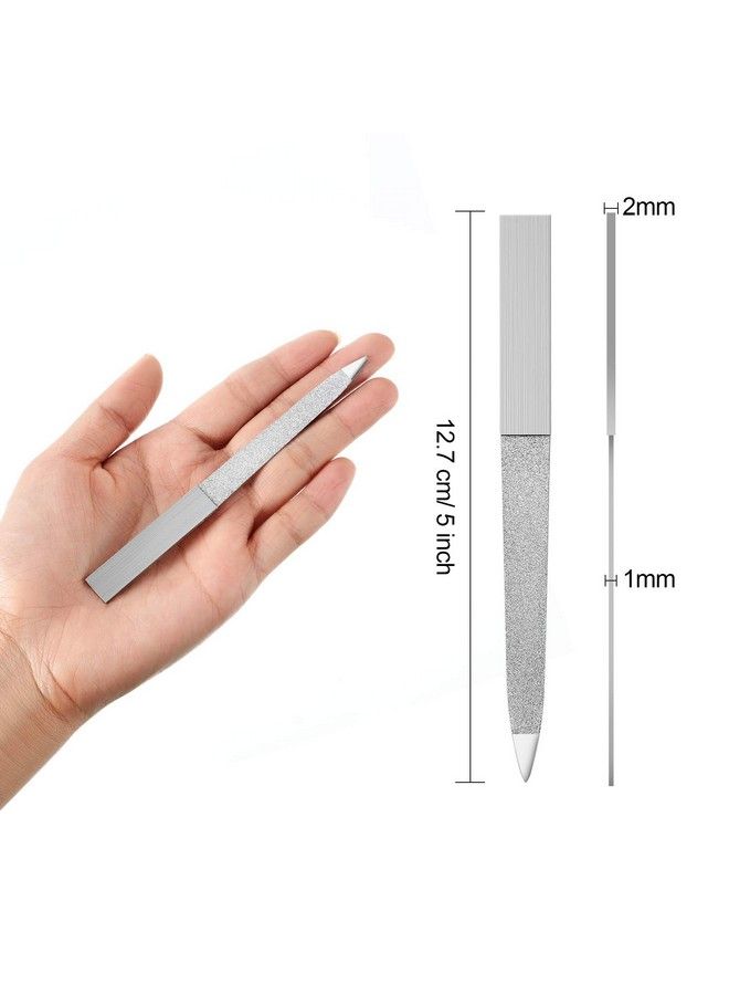 6 Pieces Diamond Nail File Stainless Steel Double Side Nail File Metal File Buffer Fingernails Toenails Manicure Files For Salon And Home (Sliver 5 Inch)