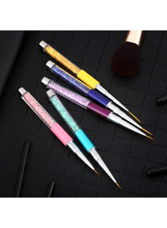 10 Pieces 3D Nail Brushes Art Set Acrylic Nail Liner Ombre Brush Nail Painting Design Pen Brushes Acrylic Rhinestone Handles Nail Pens