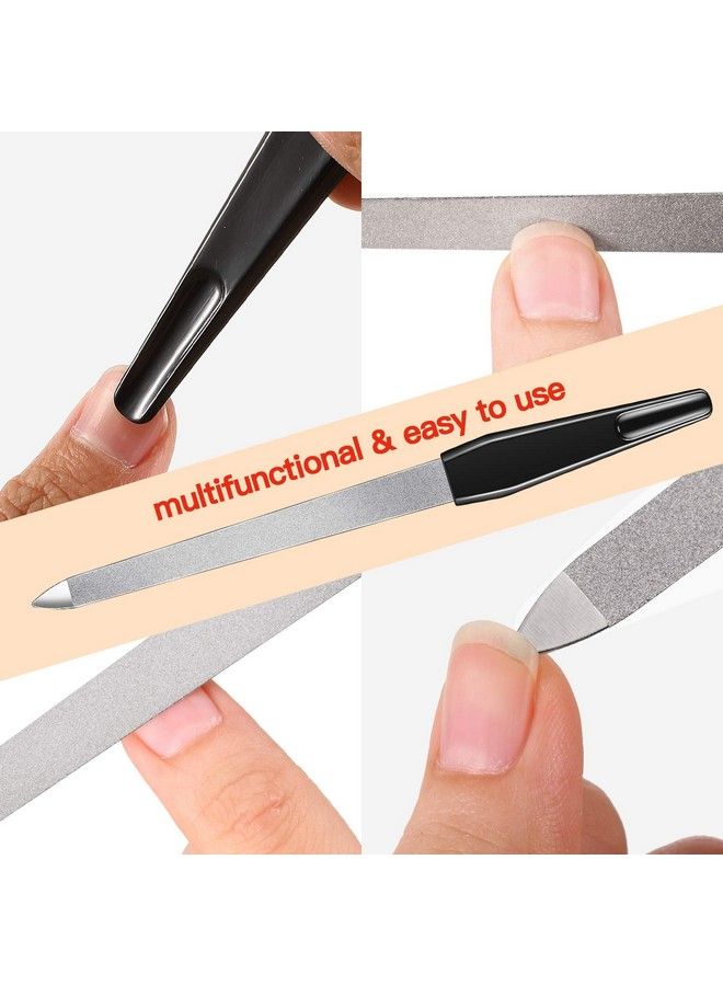 12 Pcs Metal Nail File 6.7 Inch Nail File Stainless Steel Nail File Double Sides Metal Sapphire File With Anti Slip Handle Fingernails Toenails Manicure File For Woman And Men (Black)