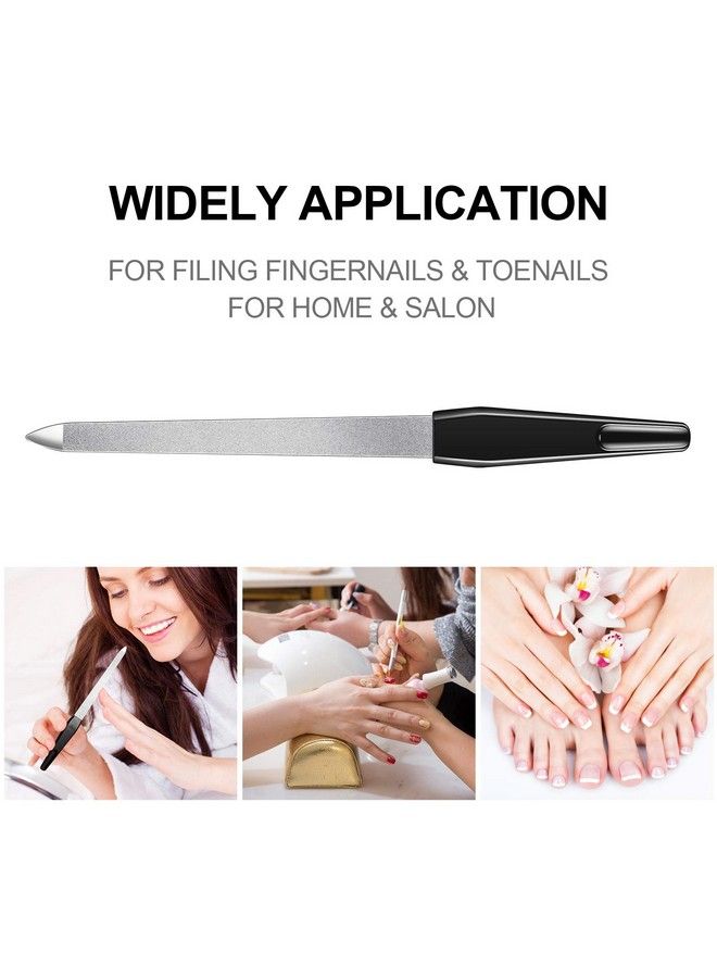 12 Pcs Metal Nail File 6.7 Inch Nail File Stainless Steel Nail File Double Sides Metal Sapphire File With Anti Slip Handle Fingernails Toenails Manicure File For Woman And Men (Black)