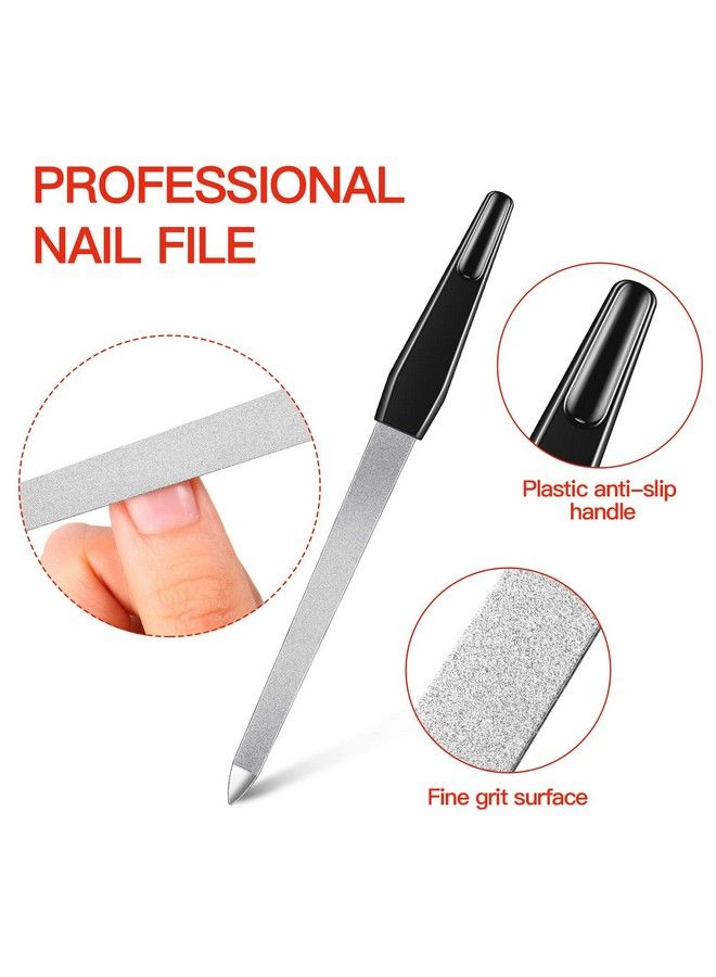 12 Pcs Metal Nail File 6.7 Inch Nail File Stainless Steel Nail File Double Sides Metal Sapphire File With Anti Slip Handle Fingernails Toenails Manicure File For Woman And Men (Black)