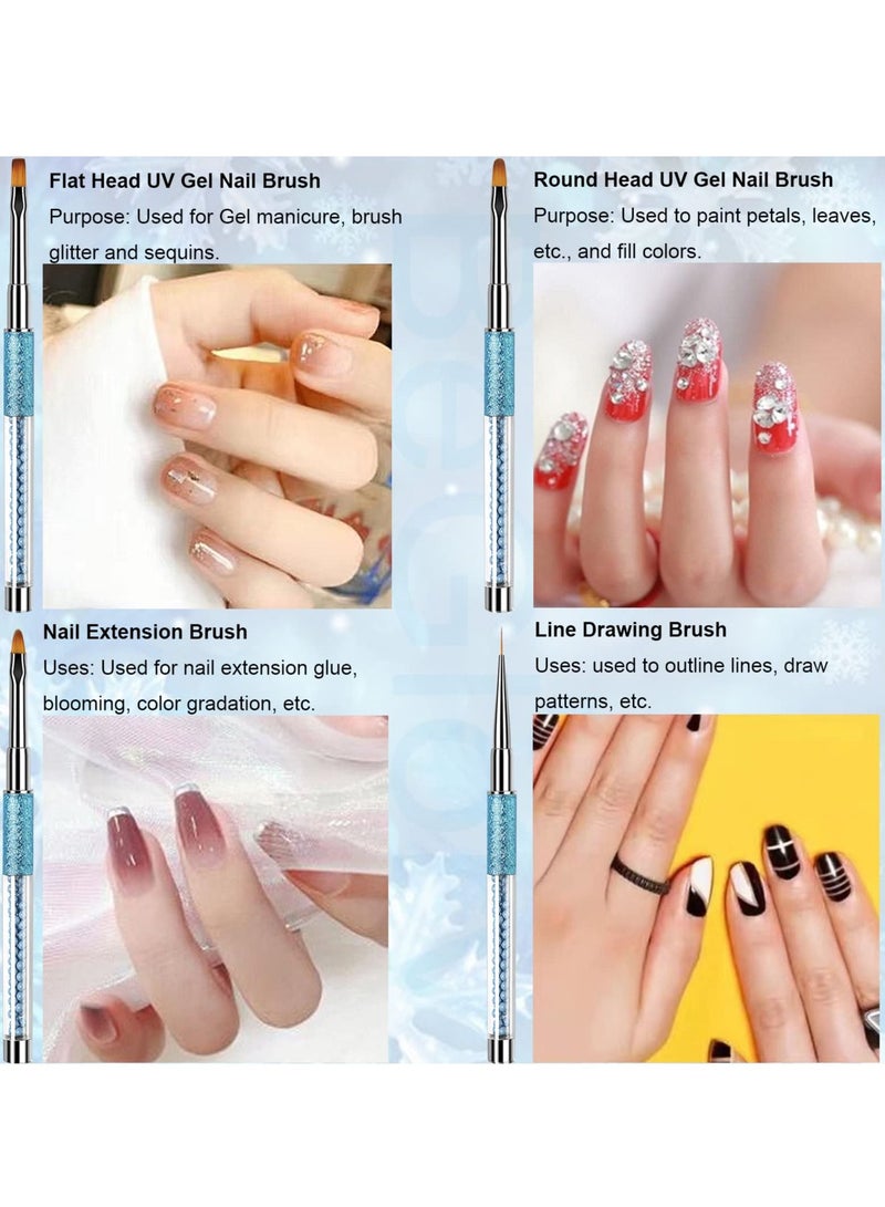 10 Pcs Acrylic Nail Art Brushes Set Manicure Tools Nail Art Diy Design Brush for Acrylic Application Nail Art Brush or Home Use and Professional Nail Salon Fine Drawing Nail Brushes blue