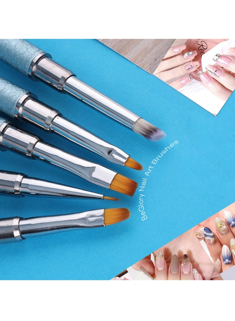 10 Pcs Acrylic Nail Art Brushes Set Manicure Tools Nail Art Diy Design Brush for Acrylic Application Nail Art Brush or Home Use and Professional Nail Salon Fine Drawing Nail Brushes blue