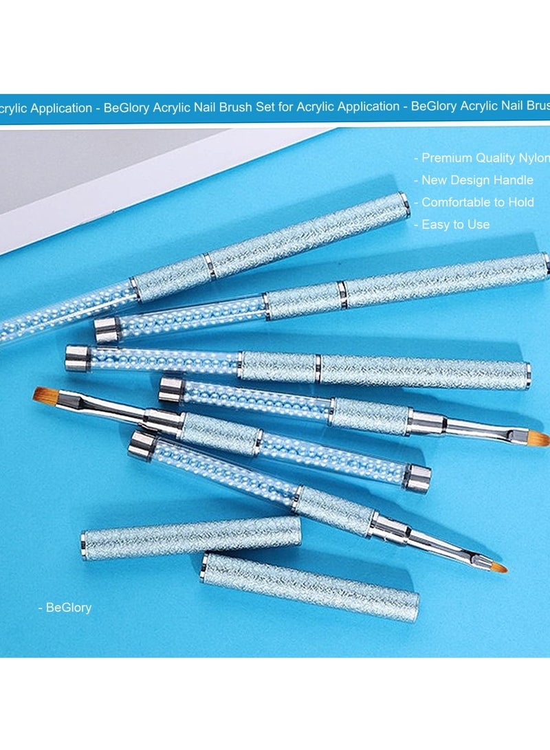 10 Pcs Acrylic Nail Art Brushes Set Manicure Tools Nail Art Diy Design Brush for Acrylic Application Nail Art Brush or Home Use and Professional Nail Salon Fine Drawing Nail Brushes blue