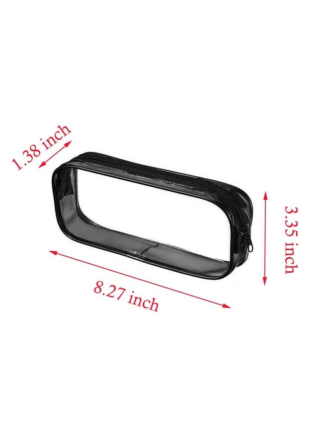 2 Pcs Cosmetic Pouch Bag With Zipper Transparent Waterproof Pvc Pencil Case Large Capacity Toiletry Bags For Travel Home Office Make Up Brushes Storage