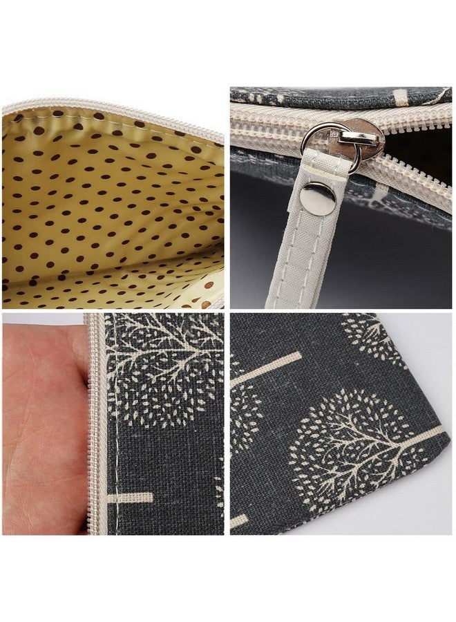 2 Pcs Canvas Cosmetic Bag Multifunction Small Zipper Pouch Cute Makeup Pouch Travel Toiletry Bag Travel Size Toiletries Stocking Stuffers For Women