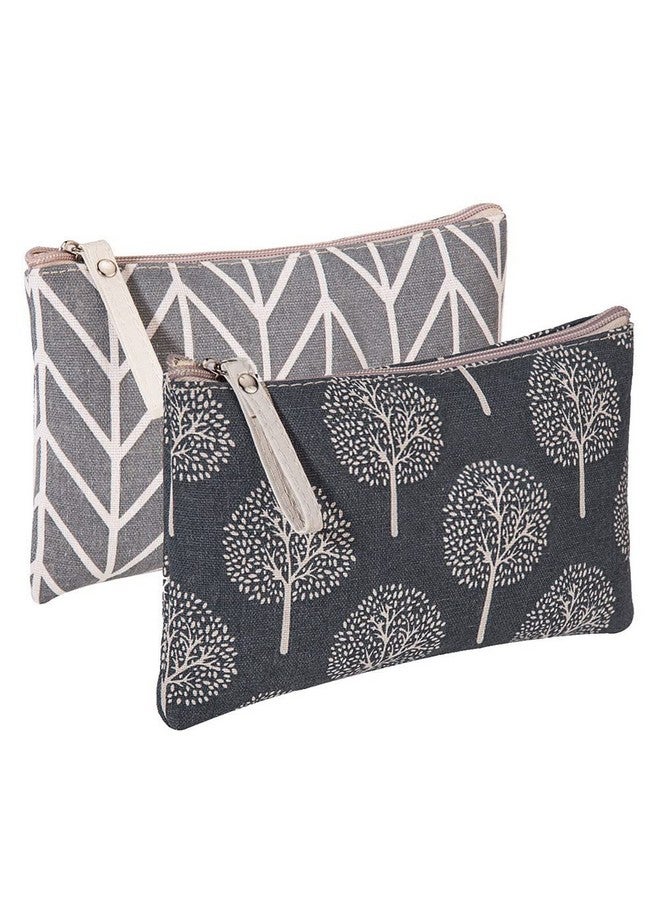 2 Pcs Canvas Cosmetic Bag Multifunction Small Zipper Pouch Cute Makeup Pouch Travel Toiletry Bag Travel Size Toiletries Stocking Stuffers For Women