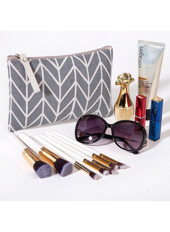 2 Pcs Canvas Cosmetic Bag Multifunction Small Zipper Pouch Cute Makeup Pouch Travel Toiletry Bag Travel Size Toiletries Stocking Stuffers For Women