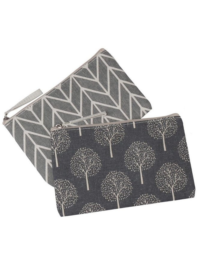 2 Pcs Canvas Cosmetic Bag Multifunction Small Zipper Pouch Cute Makeup Pouch Travel Toiletry Bag Travel Size Toiletries Stocking Stuffers For Women