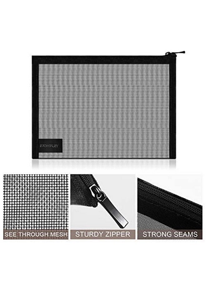 Mesh Pouch Make Up Bag With Zipper Cosmetic Organizer Pouch For Daily Or Travel To Keep Small Items 4 Pcs Black