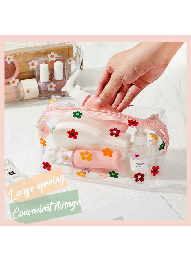 2 Pack Cute Flower Makeup Bags Floral Cosmetic Bag Daisy Zippered Pouches Portable Toiletry Bags For Women Travel Vacation Bathroom Organizing (Daisy)