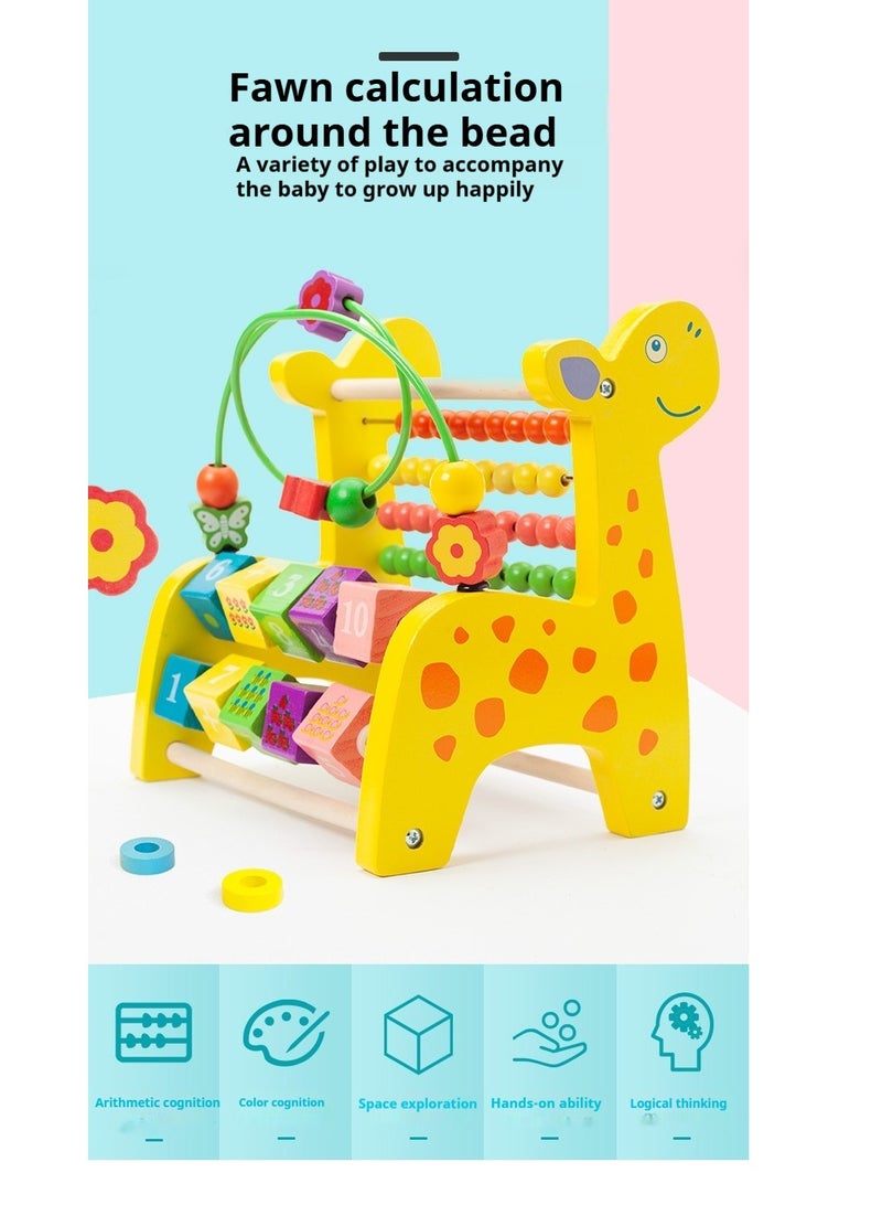 Wooden Deer Functional Calculation Frame For Children
