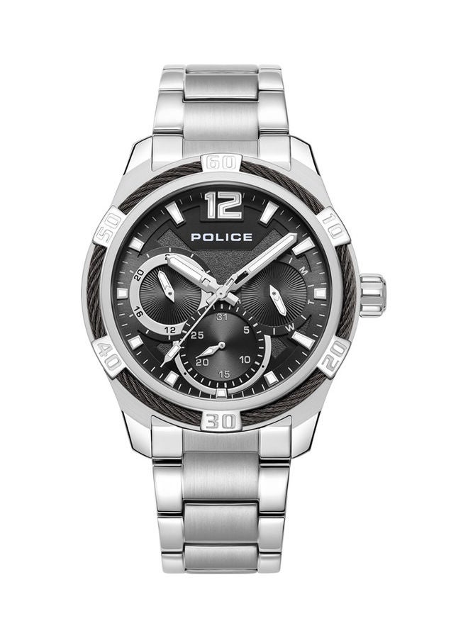 Police Chokery Watch For Men Black Dial With Silver Bracelet