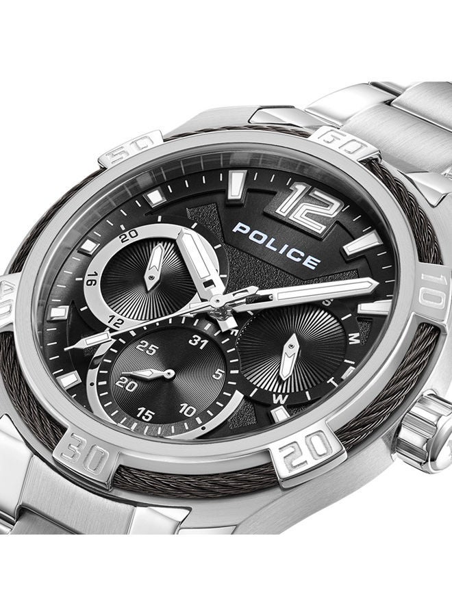 Police Chokery Watch For Men Black Dial With Silver Bracelet