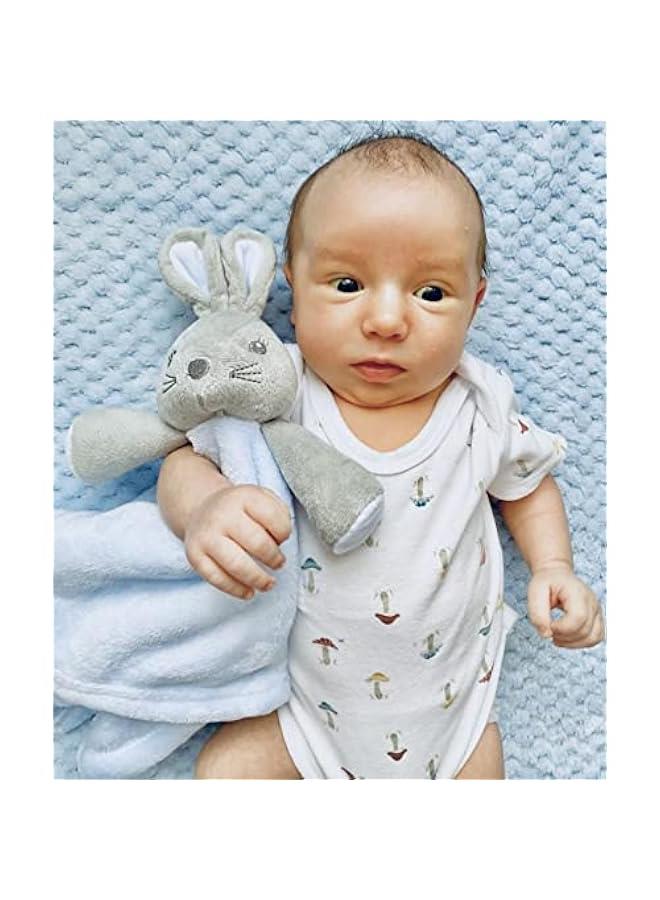 Baby Boy Gift Set New Born Baby Gifts Baby Blue Bunny Security Blanket Soft Fleece, Suitcase Keepsake Box Blanket Booties & Baby Gift Basket – Unique Present for Baby Shower & Newborn Lovey Welcome