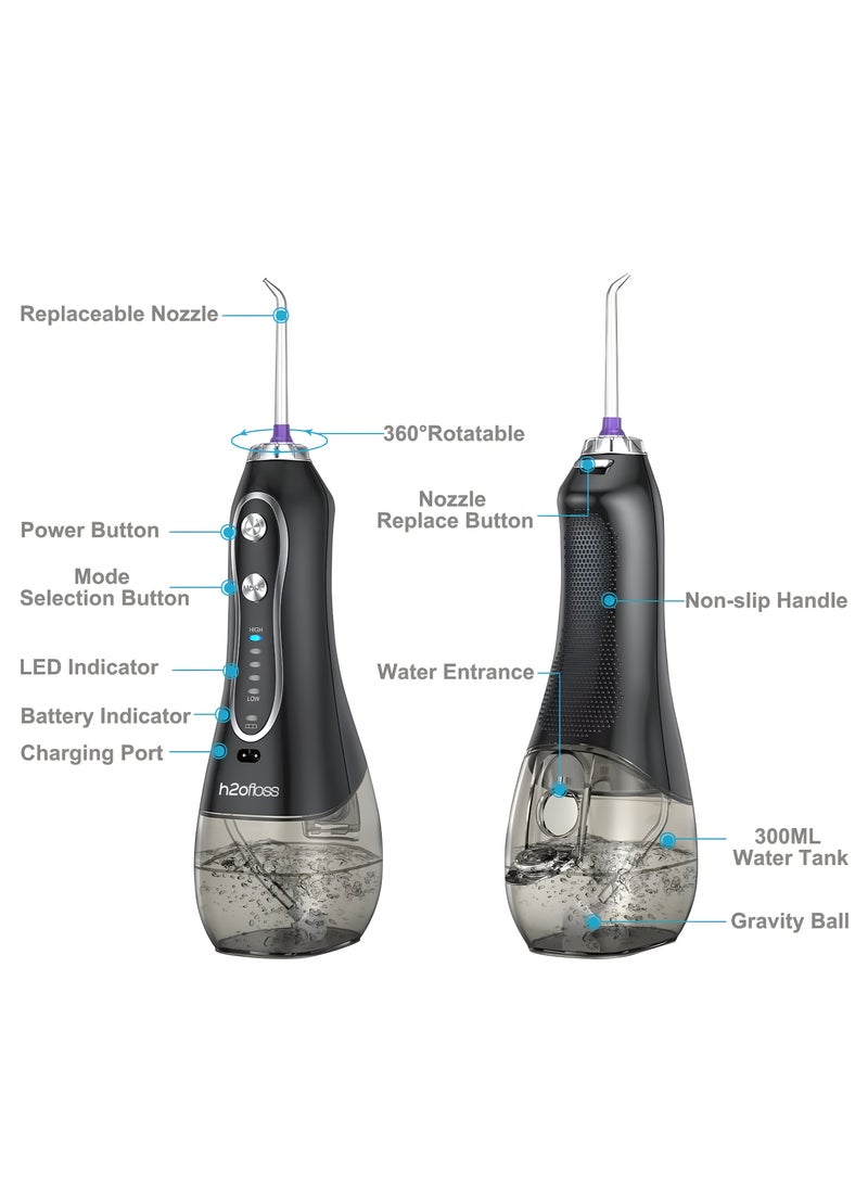 Water Flosser Professional Cordless Dental Oral Irrigator - Portable and Rechargeable IPX7 Waterproof Water Flossing for Teeth Cleaning,300ml Reservoir Home and Travel