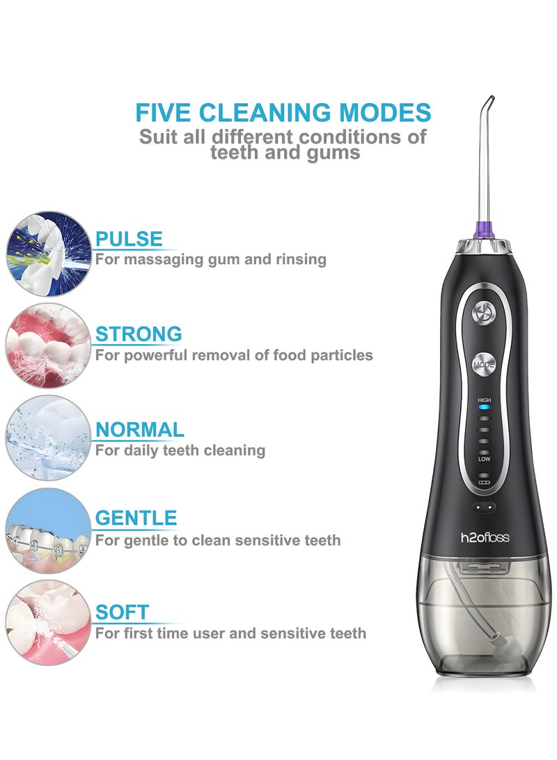 Water Flosser Professional Cordless Dental Oral Irrigator - Portable and Rechargeable IPX7 Waterproof Water Flossing for Teeth Cleaning,300ml Reservoir Home and Travel