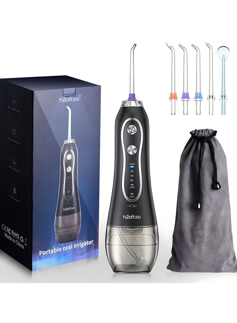 Water Flosser Professional Cordless Dental Oral Irrigator - Portable and Rechargeable IPX7 Waterproof Water Flossing for Teeth Cleaning,300ml Reservoir Home and Travel