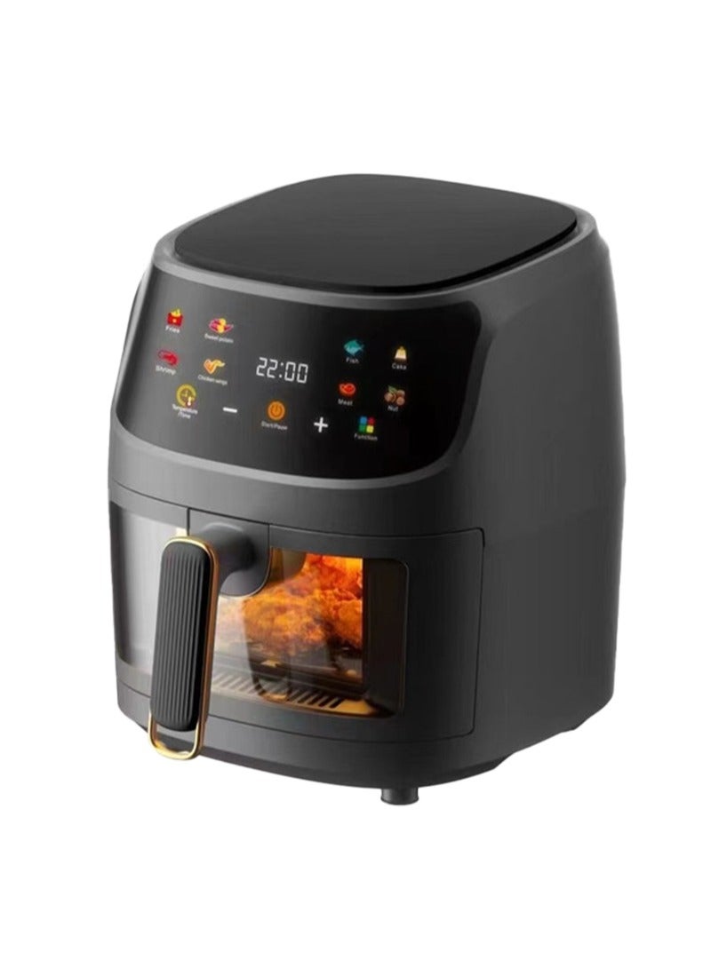 Digital Air Fryer, 2400W, 8L, 8 Presets, Crispy and Healthy Cooking, Rapid Air Technology & Led Display, Best for Frying, Grilling, Roasting, Baking, QF-305 Black