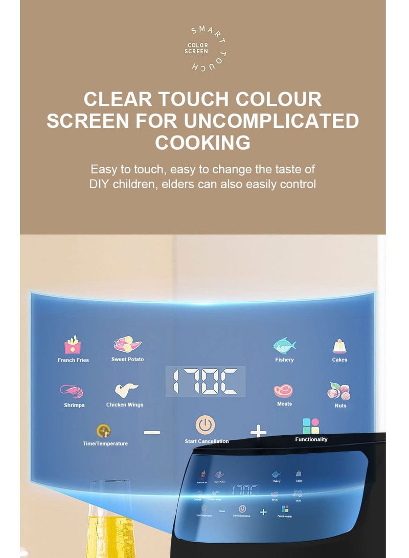 Digital Air Fryer, 2400W, 8L, 8 Presets, Crispy and Healthy Cooking, Rapid Air Technology & Led Display, Best for Frying, Grilling, Roasting, Baking, QF-305