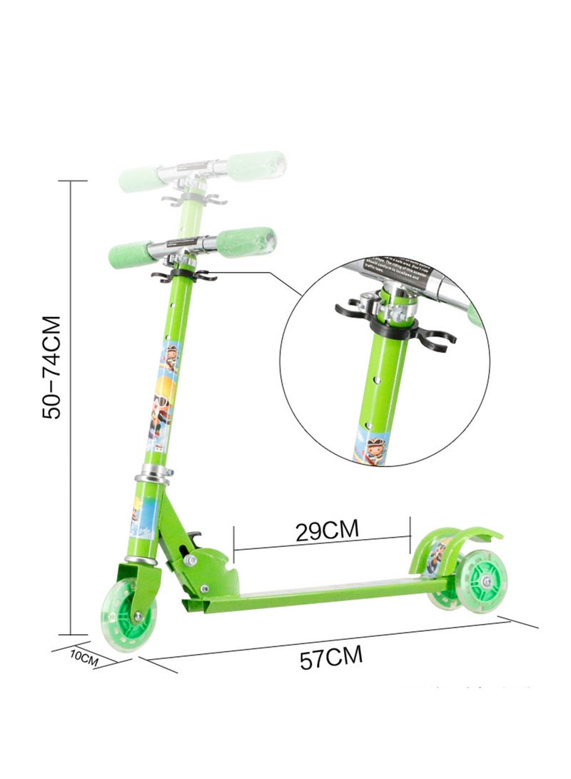 Scooters for Kids with Light-Up Wheels & Stem & Deck, 3 Wheel Folding Scooter for Girls Boys, 3 Adjustable Height, Non-Slip Pattern Deck, Lightweight Kick Scooter for Children Ages 3-12